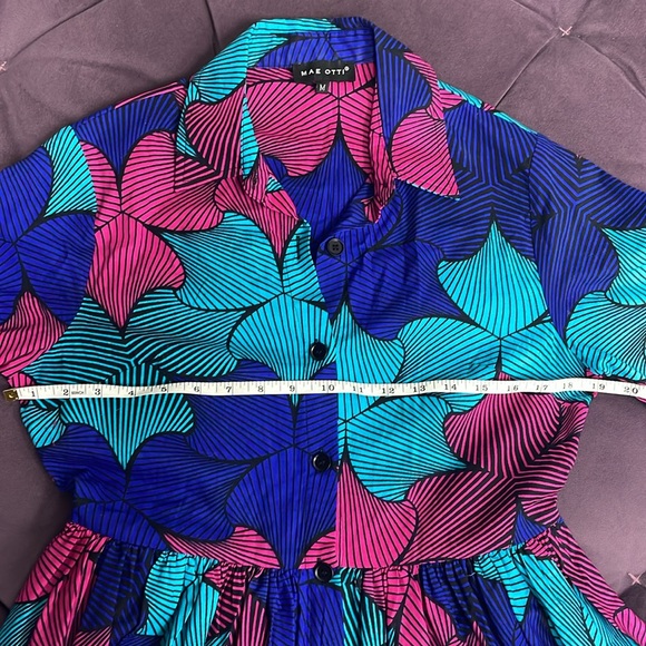 Mae Otti MOREMI AFRICAN PRINT BUTTON DOWN DRESS Sz M - Picture 7 of 7